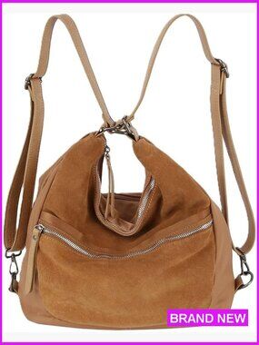 Convertible Shoulder Hobo Backpack Travel Vegan Suede Adjustable Straps